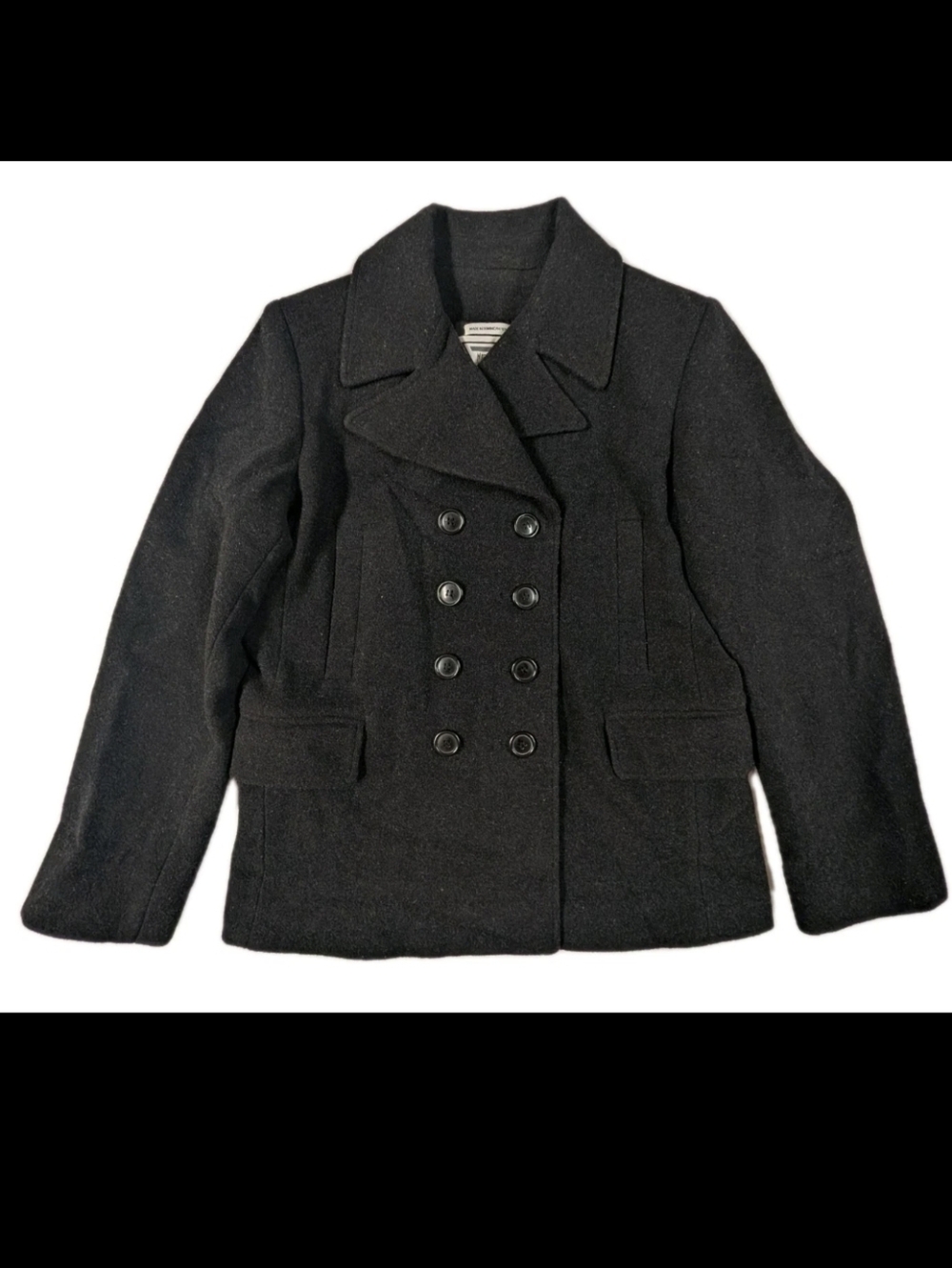 Marvin Richards Black 100% Wool Peacoat Womens Size 6 Double Breasted Jacket
